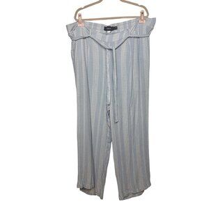 Torrid 3X Blue & White Geometric Striped Wide Leg Flowy Pants Boho Hippie